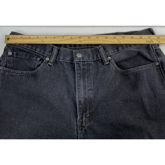 Levis 505 Jeans Mens 35 x 30 Black Denim Straight Casual Cowboy - Picture 6 of 11